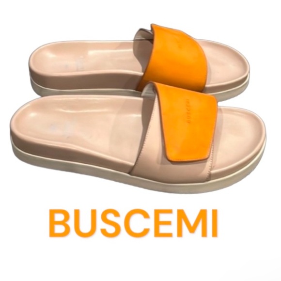 Authentic Buscemi signature designer leather slides sandals woman’s sz 9 Euro 40 - Picture 1 of 7